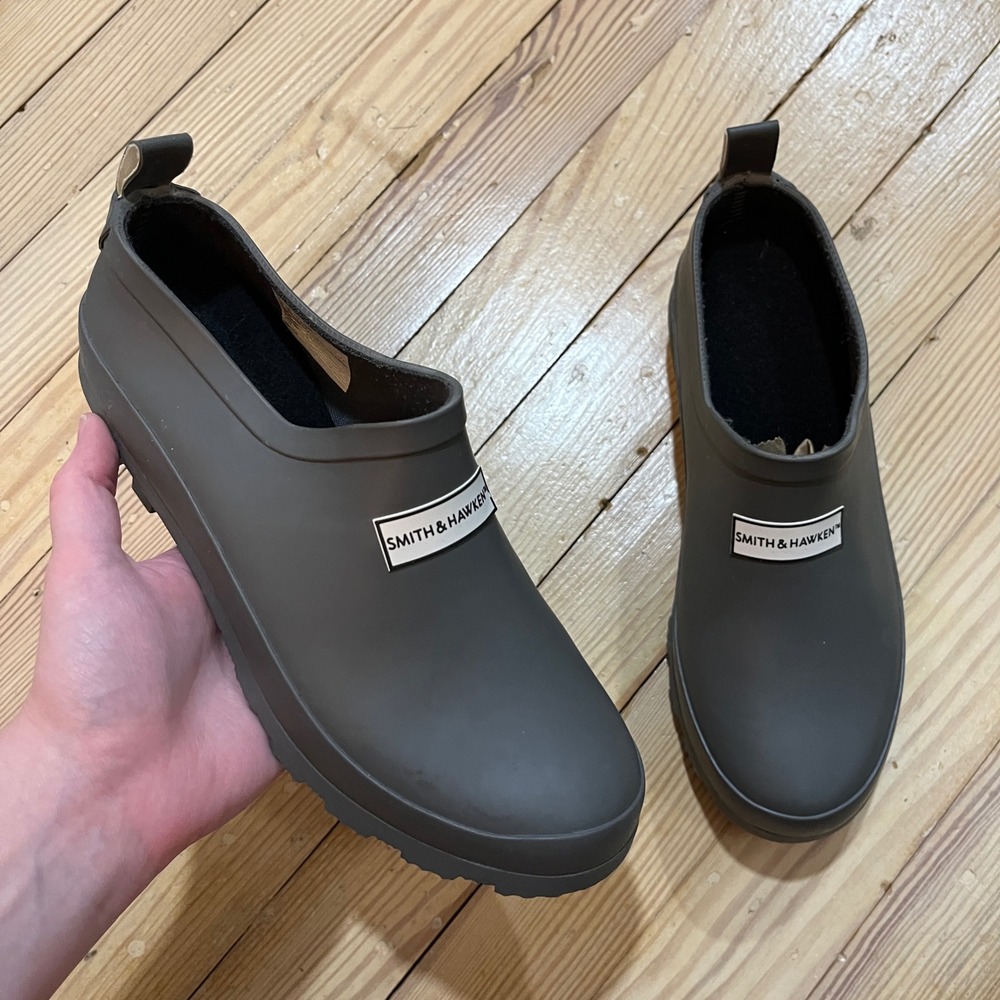 Smith & Hawken Garden Clogs Women 7 Gray Waterproof Rubber Slip On Rain Shoes